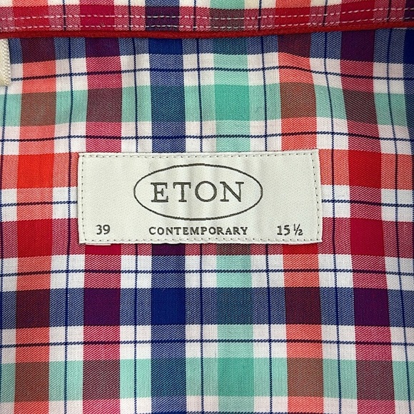 Eton of Sweden Stunning York Plaid Contemporary Fit Button Down L/S Size 39/15.5 - Picture 3 of 7